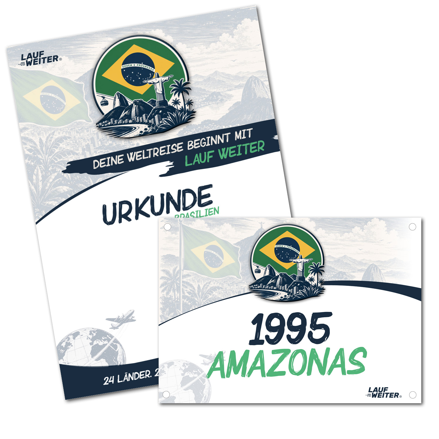 LAUF WEITER Brasilien Startnummer & Urkunde