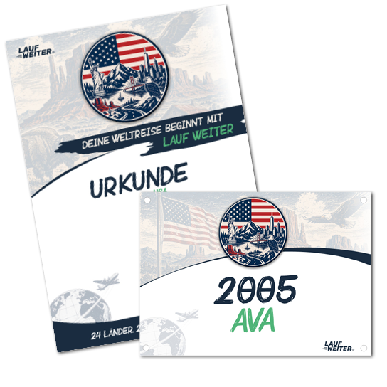LAUF WEITER USA Startnummer & Urkunde