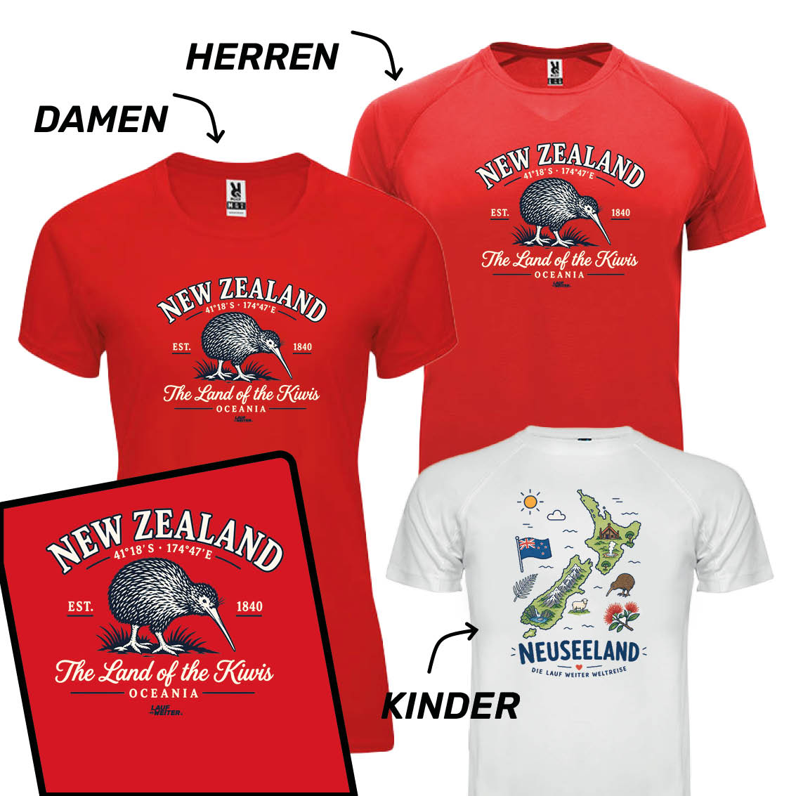 LAUF WEITER Neuseeland T-Shirts