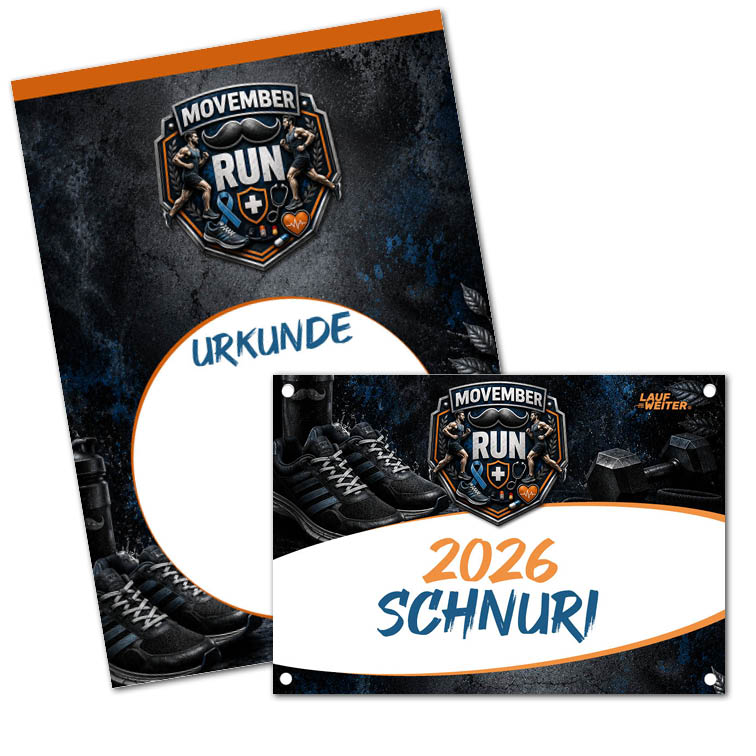 LAUF WEITER Movember Run Startnummer & Urkunde
