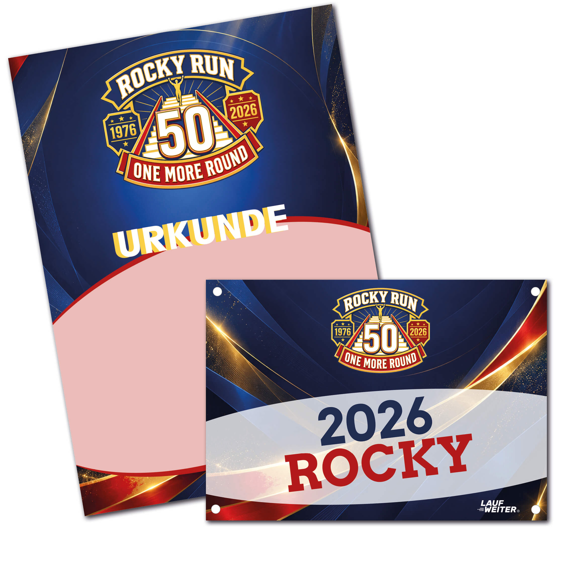LAUF WEITER Rocky Run Startnummer & Urkunde